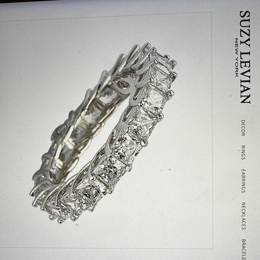 Suzy Levian Sterling Silver Princess Cut Cubic Zirconia Eternity Band 150$